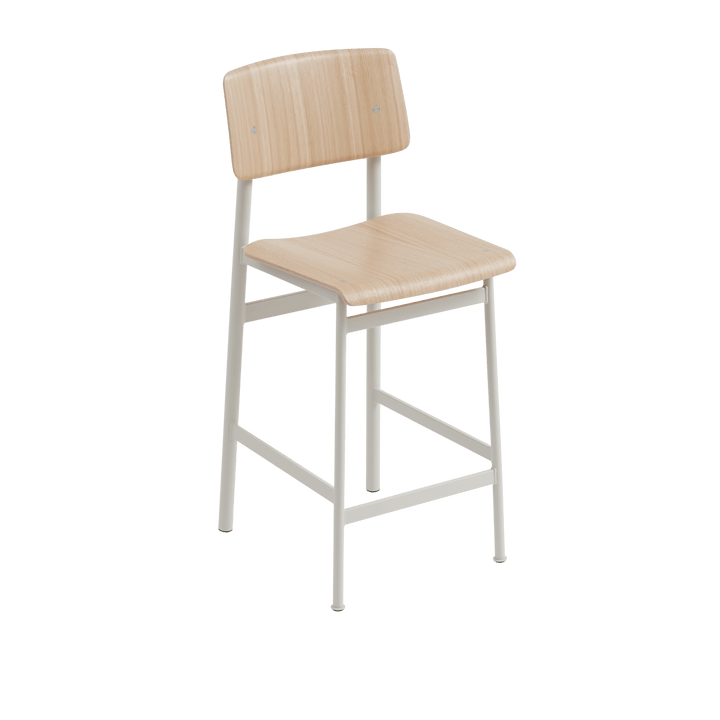 Loft Counter & Bar Stool - Muuto Stools + Benches + Ottomans - Counter Height - Grey Frame & Oak Seat - HORNE