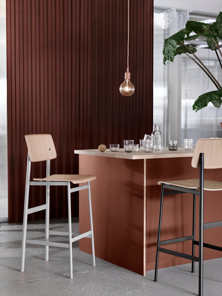 Loft Counter & Bar Stool - Muuto Stools + Benches + Ottomans - Bar Height - Dusty Green Frame & Oak Seat - HORNE