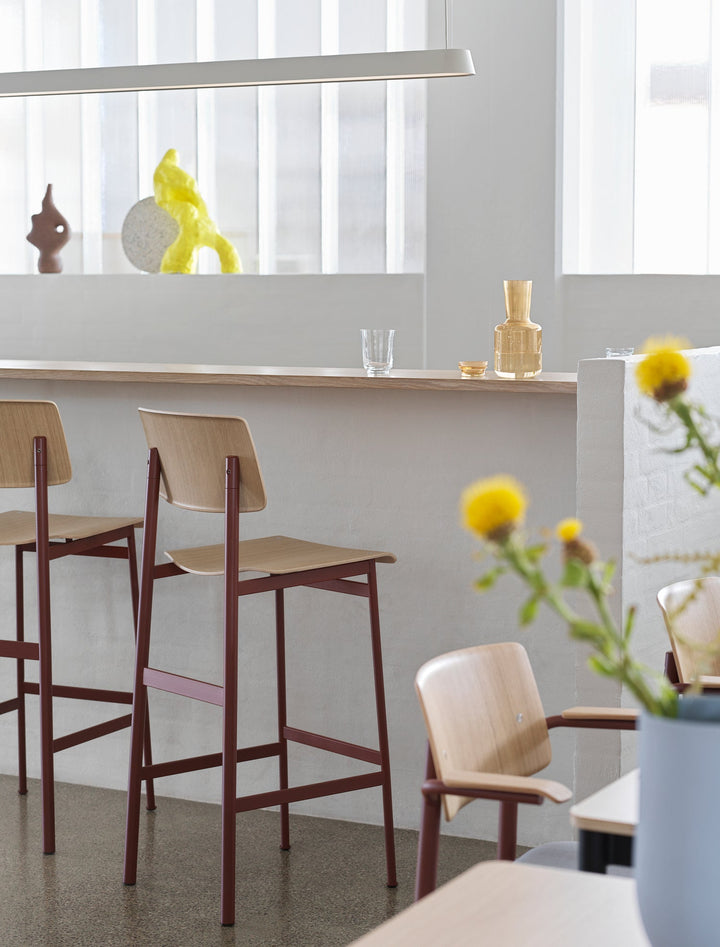 Loft Counter & Bar Stool - Muuto Stools + Benches + Ottomans - Bar Height - Dusty Green Frame & Oak Seat - HORNE