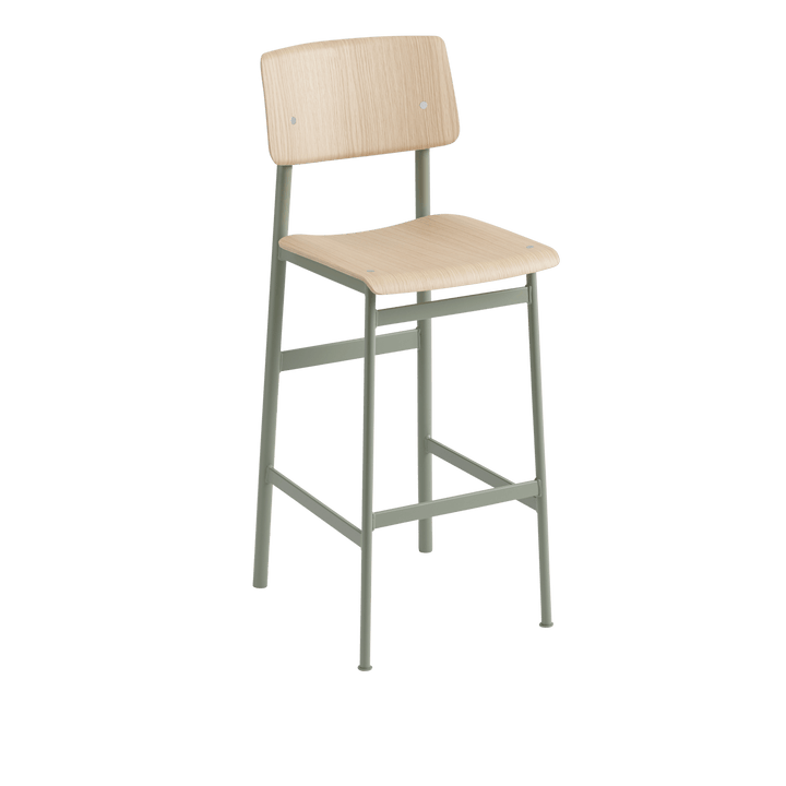 Loft Counter & Bar Stool - Muuto Stools + Benches + Ottomans - Bar Height - Dusty Green Frame & Oak Seat - HORNE