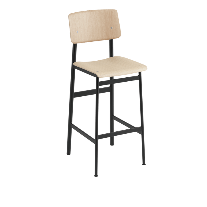 Loft Counter & Bar Stool - Muuto Stools + Benches + Ottomans - Bar Height - Black Frame & Oak Seat - HORNE