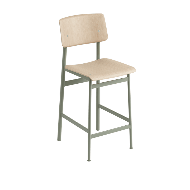 Loft Counter & Bar Stool - Muuto Stools + Benches + Ottomans - Counter Height - Dusty Green Frame & Oak Seat - HORNE