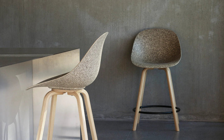 Mat Bar Chair 75 cm Wood - Normann Copenhagen Barstools - Mat Bar Chair 75 cm Beech/Cream - Seaweed - HORNE