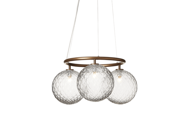 Miira 3 Circular Chandelier - Nuura Chandeliers - Brass / Optic Clear - HORNE