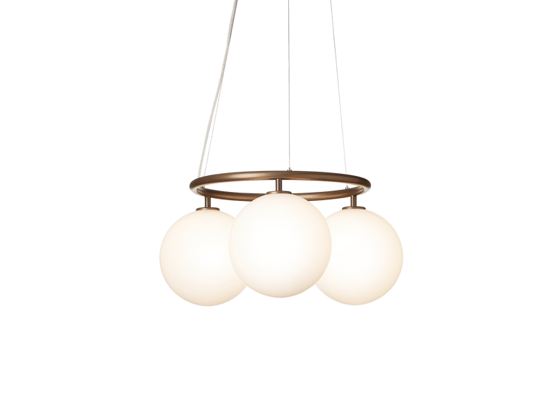 Miira 3 Circular Chandelier - Nuura Chandeliers - Brass / Optic Clear - HORNE