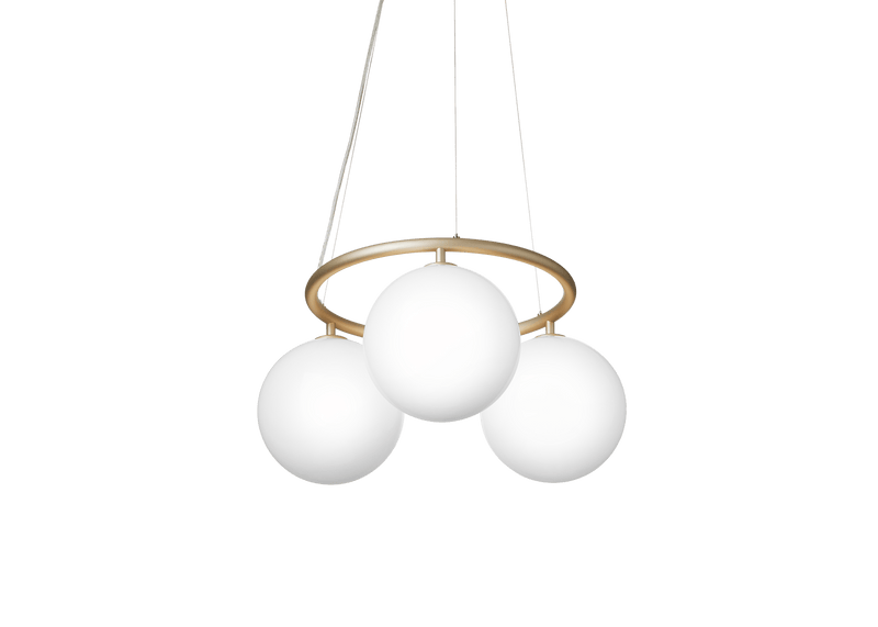 Miira 3 Circular Chandelier - Nuura Chandeliers - Brass / Optic Clear - HORNE
