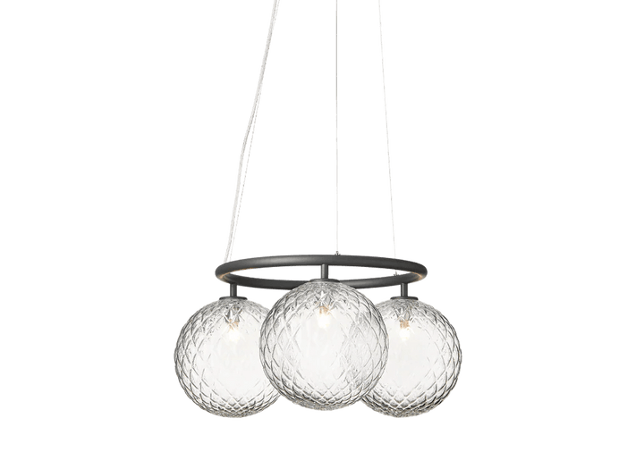 Miira 3 Circular Chandelier - Nuura Chandeliers - Rock Grey / Optic Clear - HORNE