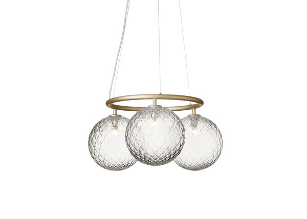 Miira 3 Circular Chandelier - Nuura Chandeliers - Brass / Optic Clear - HORNE