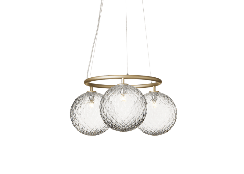 Miira 3 Circular Chandelier - Nuura Chandeliers - Brass / Optic Clear - HORNE