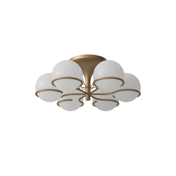 Model 2042 - 6 Opaline Spheres - Astep Ceiling Lights - Champagne Mount - HORNE