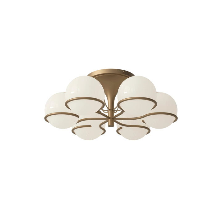 Model 2042 - 6 Opaline Spheres - Astep Ceiling Lights - Champagne Mount - HORNE