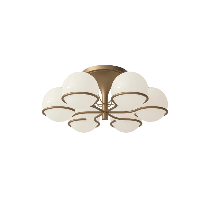 Model 2042 - 6 Opaline Spheres - Astep Ceiling Lights - Black Mount - HORNE