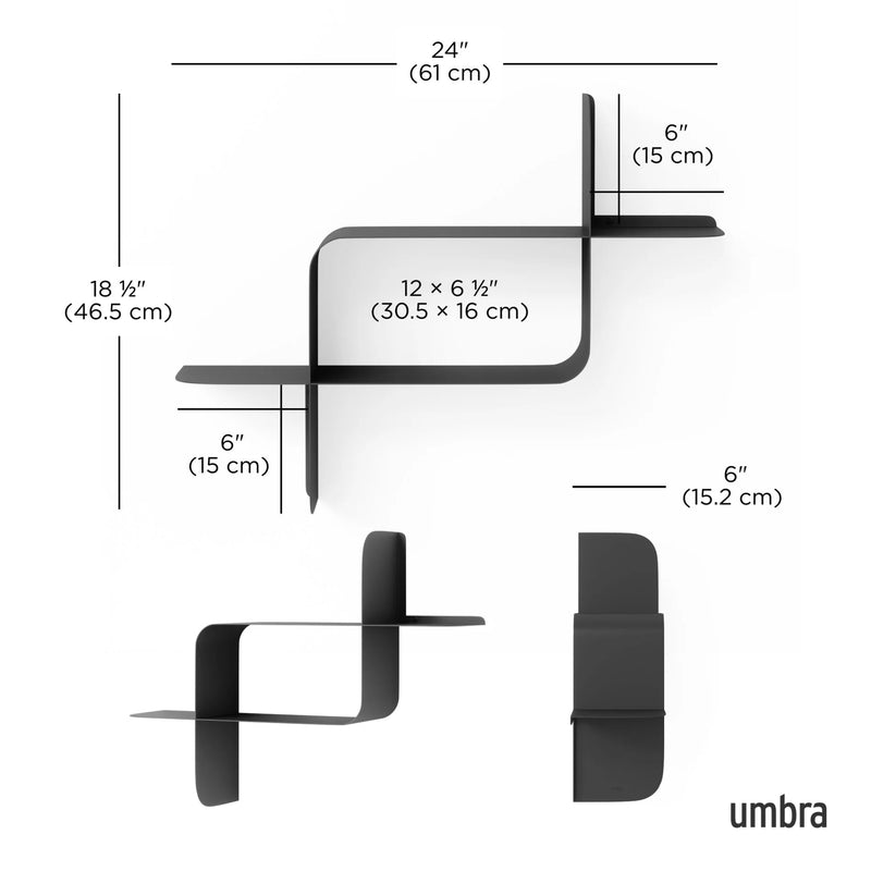 Montage Metal Wall Shelves - Set of 2 - Umbra Shelving - Black - HORNE