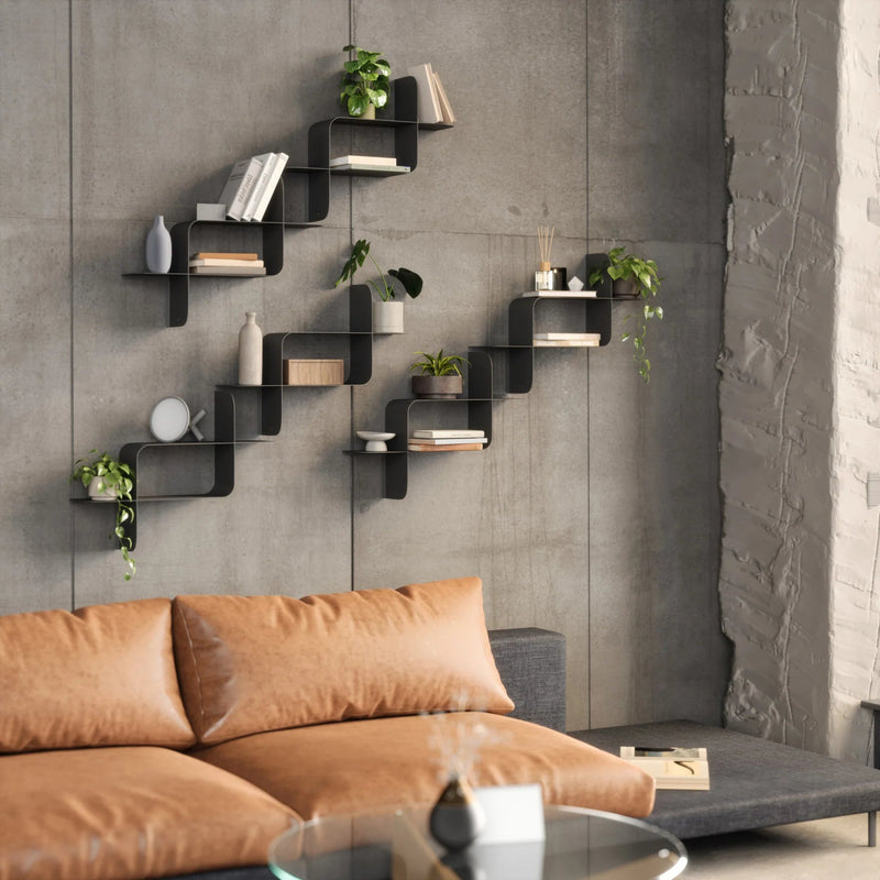Montage Metal Wall Shelves - Set of 2 - Umbra Shelving - Black - HORNE