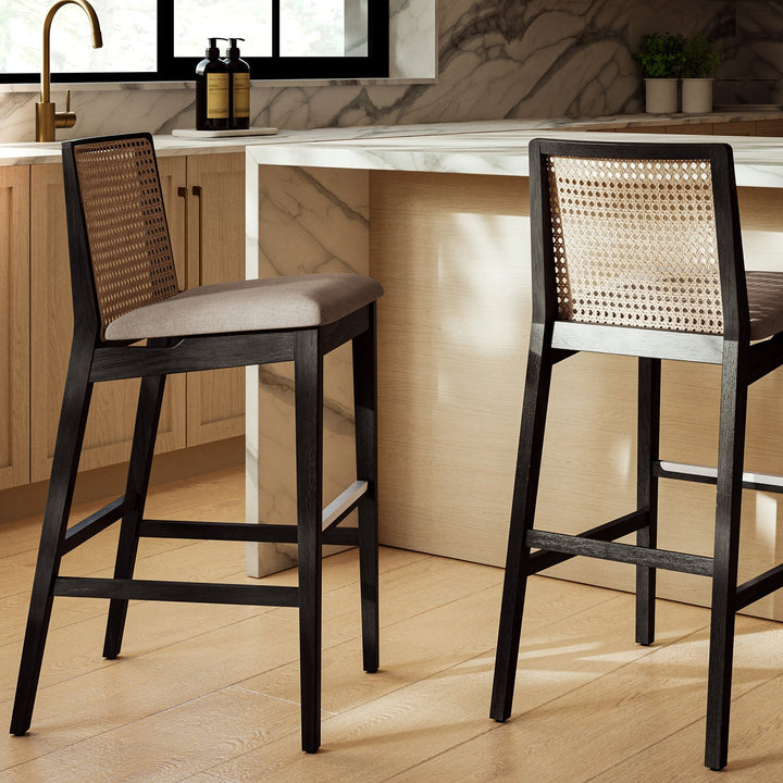 Nardia Cane Counter Stool - Urbia Chairs - Medley Ivory Nogal - HORNE
