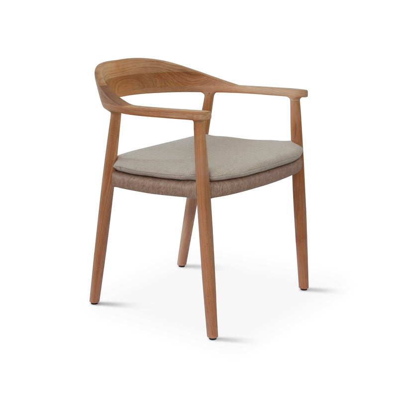 Naxos Arm Chair - BETACO Chairs - w/Seat Cushion / Linen Wicker / Teak / Cico 271 - HORNE