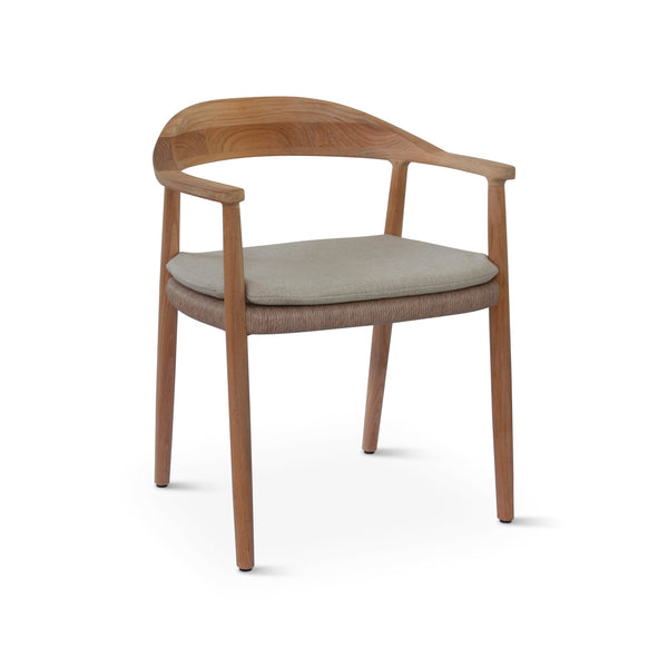 Naxos Arm Chair - BETACO Chairs - w/Seat Cushion / Linen Wicker / Teak / Cico 271 - HORNE