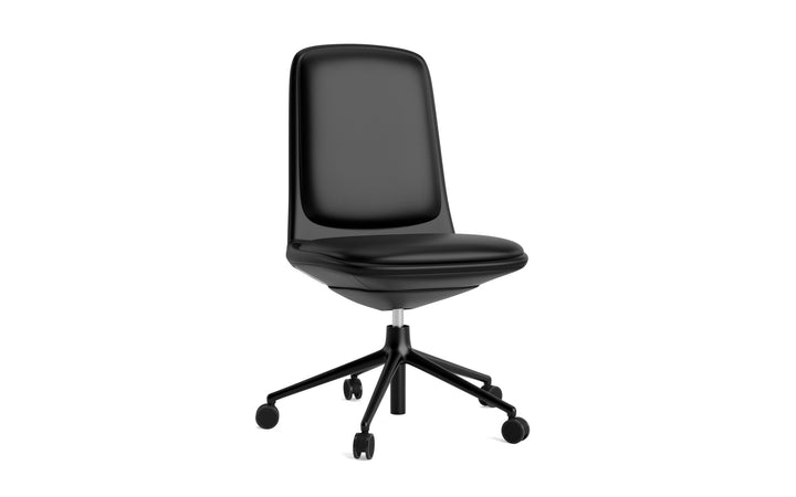 Off Chair Low 5W Gas Lift With Cushion - Normann Copenhagen Swivel Chairs - Off Chair Low 5W Gas Lift Black Alu With Cushion - Ultra Leather - 41599 Black - HORNE