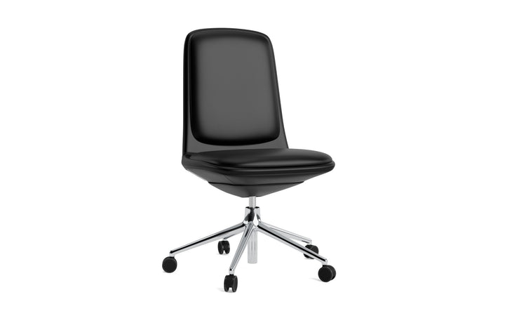 Off Chair Low 5W Gas Lift With Cushion - Normann Copenhagen Swivel Chairs - Off Chair Low 5W Gas Lift Alu With Cushion - Ultra Leather - 41599 Black - HORNE