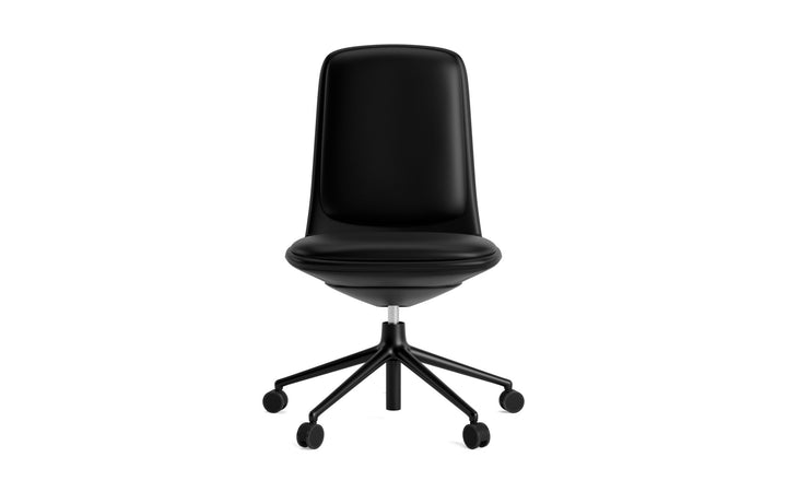 Off Chair Low 5W Gas Lift With Cushion - Normann Copenhagen Swivel Chairs - Off Chair Low 5W Gas Lift Black Alu With Cushion - Ultra Leather - 41574 Cognac - HORNE
