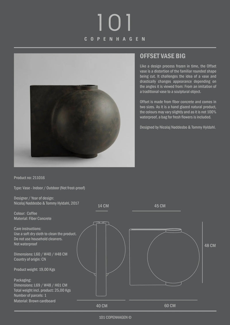 Offset Vase - 101 Copenhagen Vases - Mini - Dark Grey - HORNE