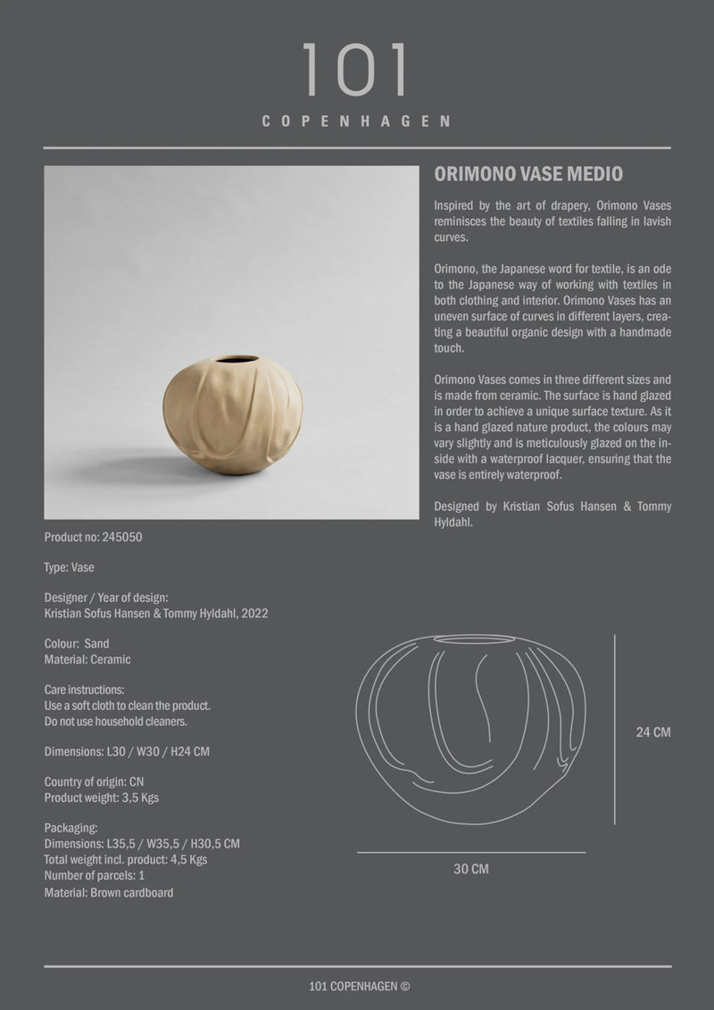 Orimono Vase - 101 Copenhagen Vases - Big - Bone White - HORNE