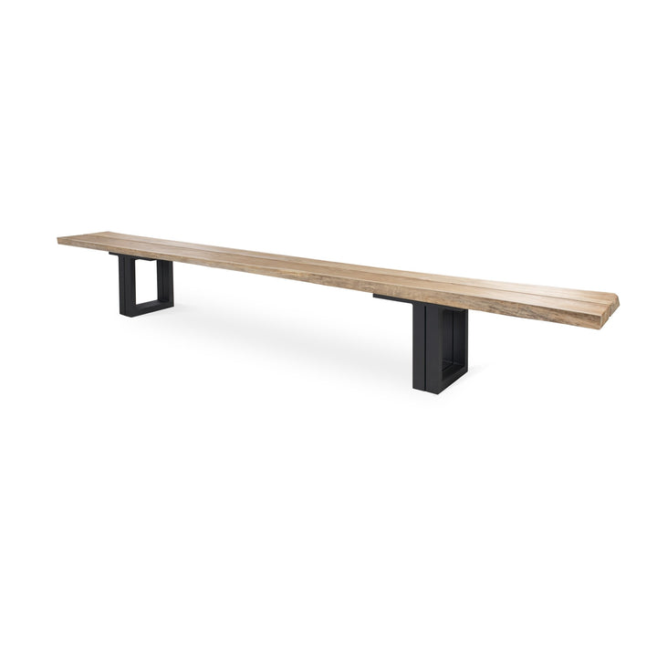 Otranto Bench - BETACO Stools + Benches + Ottomans - 110.2"W / Black Aluminum / Teak - HORNE