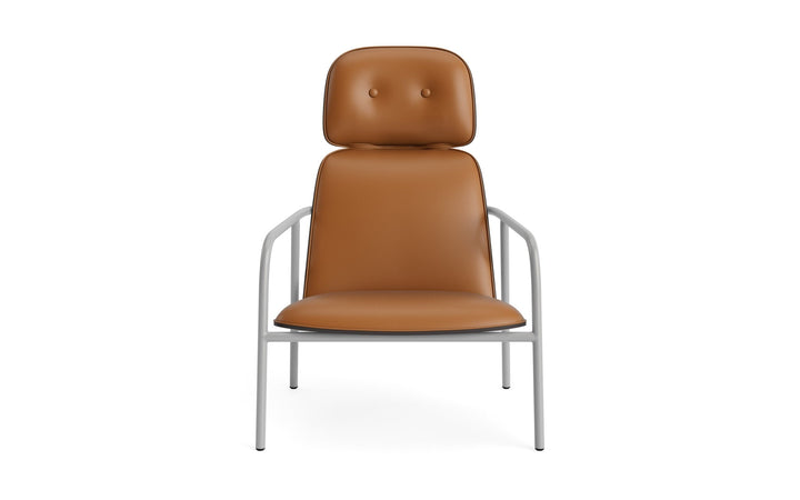 Pad Lounge Chair High - Normann Copenhagen Lounge Chairs - Pad Lounge Chair High Black & Grey Steel - Ultra Leather - 41599 Black - HORNE