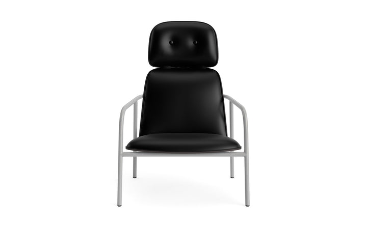 Pad Lounge Chair High - Normann Copenhagen Lounge Chairs - Pad Lounge Chair High Black & Grey Steel - Ultra Leather - 41599 Black - HORNE