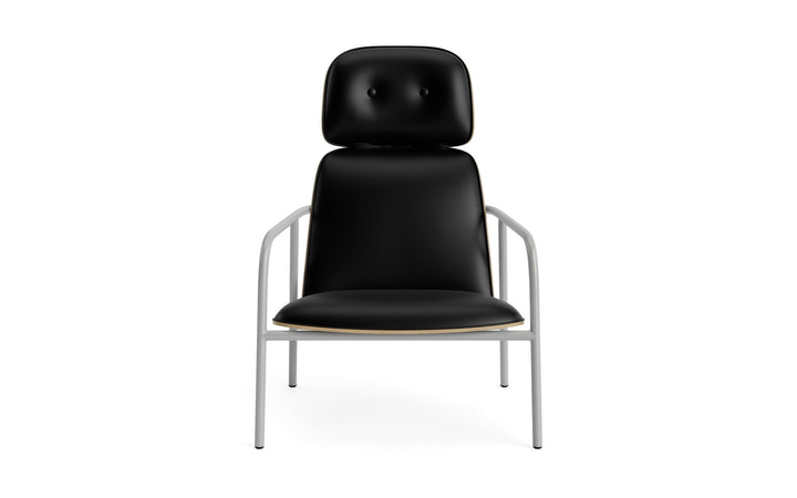 Pad Lounge Chair High - Normann Copenhagen Lounge Chairs - Pad Lounge Chair High Oak & Grey Steel - Ultra Leather - 41599 Black - HORNE