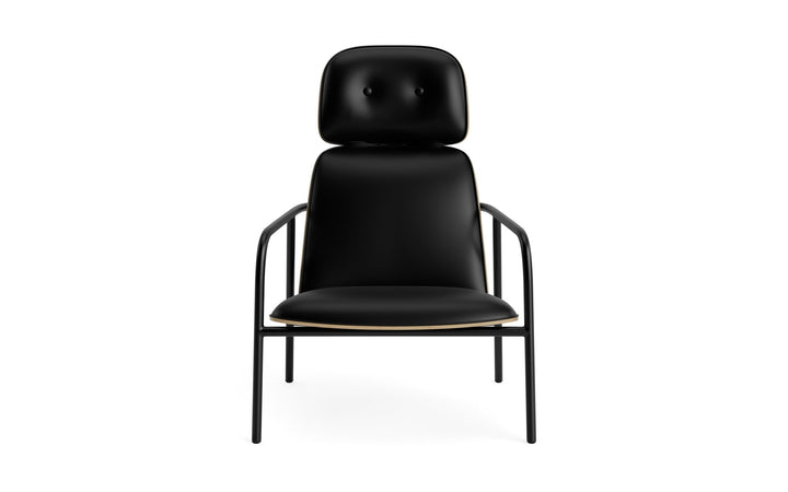 Pad Lounge Chair High - Normann Copenhagen Lounge Chairs - Pad Lounge Chair High Oak & Black Steel - Ultra Leather - 41599 Black - HORNE