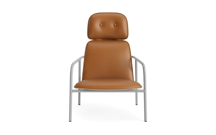 Pad Lounge Chair High - Normann Copenhagen Lounge Chairs - Pad Lounge Chair High Oak & Grey Steel - Ultra Leather - 41599 Black - HORNE