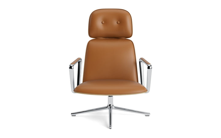 Pad Lounge Chair High Swivel - Normann Copenhagen Lounge Chairs - Pad Lounge Chair High Swivel Oak & Alu - Ultra Leather - 41574 Cognac - HORNE
