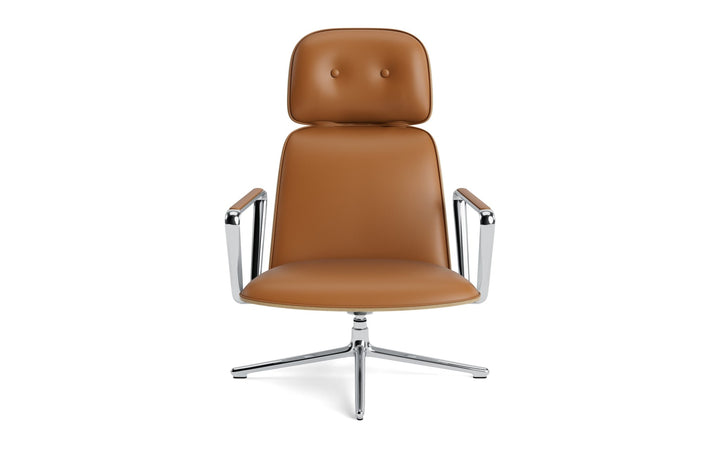 Pad Lounge Chair High Swivel Tilt - Normann Copenhagen Lounge Chairs - Pad Lounge Chair High Swivel Oak & Alu Tilt - Ultra Leather - 41574 Cognac - HORNE