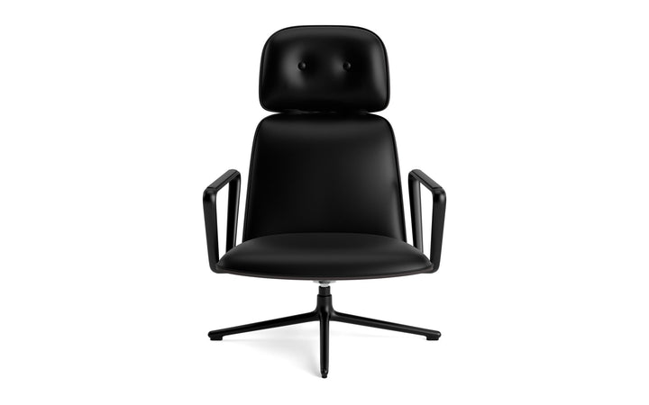 Pad Lounge Chair High Swivel Tilt - Normann Copenhagen Lounge Chairs - Pad Lounge Chair High Swivel Black & Black Alu Tilt - Ultra Leather - 41599 Black - HORNE