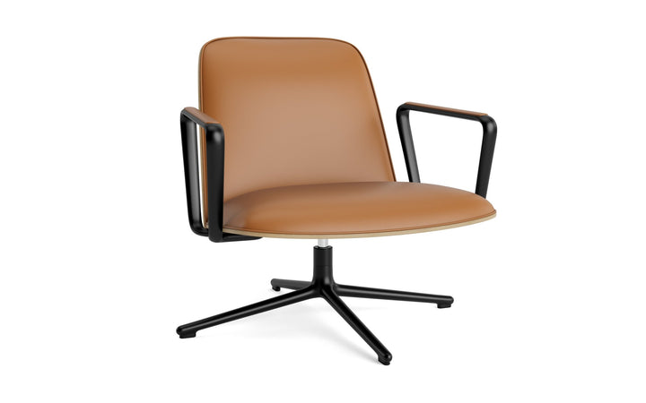 Pad Lounge Chair Low Swivel - Normann Copenhagen Lounge Chairs - Pad Lounge Chair Low Swivel Oak & Black Alu - Ultra Leather - 41574 Cognac - HORNE