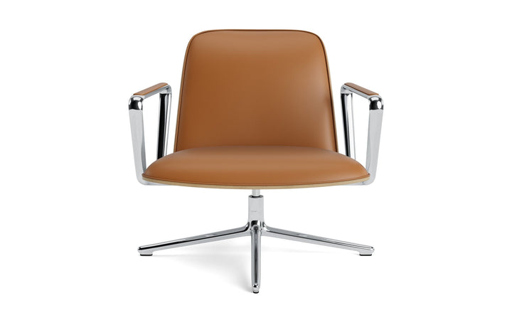 Pad Lounge Chair Low Swivel - Normann Copenhagen Lounge Chairs - Pad Lounge Chair Low Swivel Oak & Alu - Ultra Leather - 41574 Cognac - HORNE