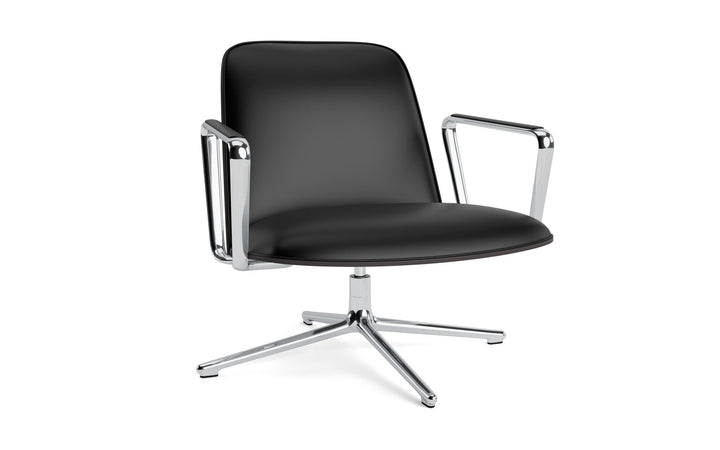 Pad Lounge Chair Low Swivel - Normann Copenhagen Lounge Chairs - Pad Lounge Chair Low Swivel Black & Alu - Ultra Leather - 41599 Black - HORNE