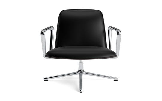 Pad Lounge Chair Low Swivel - Normann Copenhagen Lounge Chairs - Pad Lounge Chair Low Swivel Black & Alu - Ultra Leather - 41599 Black - HORNE