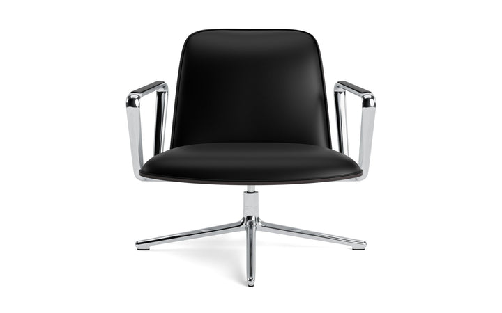 Pad Lounge Chair Low Swivel - Normann Copenhagen Lounge Chairs - Pad Lounge Chair Low Swivel Black & Alu - Ultra Leather - 41599 Black - HORNE