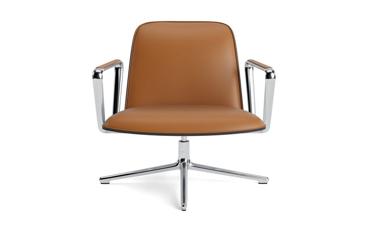 Pad Lounge Chair Low Swivel - Normann Copenhagen Lounge Chairs - Pad Lounge Chair Low Swivel Black & Alu - Ultra Leather - 41574 Cognac - HORNE