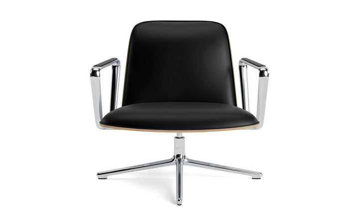 Pad Lounge Chair Low Swivel - Normann Copenhagen Lounge Chairs - Pad Lounge Chair Low Swivel Oak & Alu - Ultra Leather - 41599 Black - HORNE