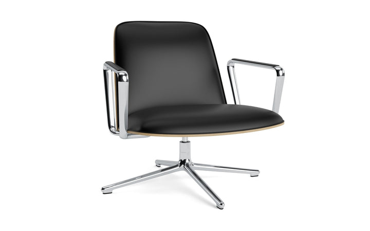 Pad Lounge Chair Low Swivel - Normann Copenhagen Lounge Chairs - Pad Lounge Chair Low Swivel Oak & Alu - Ultra Leather - 41599 Black - HORNE