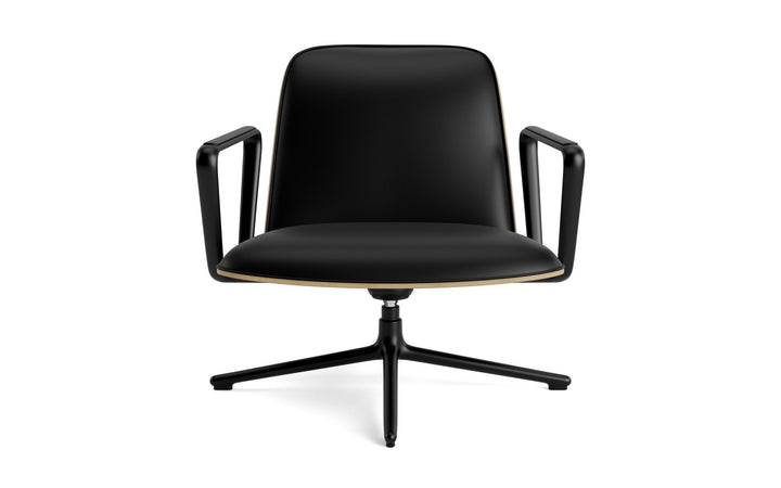 Pad Lounge Chair Low Swivel Tilt - Normann Copenhagen Lounge Chairs - Pad Lounge Chair Low Swivel Oak & Black Alu Tilt - Ultra Leather - 41599 Black - HORNE