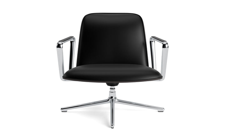 Pad Lounge Chair Low Swivel Tilt - Normann Copenhagen Lounge Chairs - Pad Lounge Chair Low Swivel Black & Alu Tilt - Ultra Leather - 41599 Black - HORNE