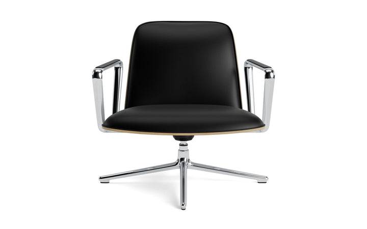 Pad Lounge Chair Low Swivel Tilt - Normann Copenhagen Lounge Chairs - Pad Lounge Chair Low Swivel Oak & Alu Tilt - Ultra Leather - 41599 Black - HORNE