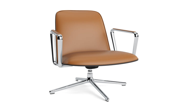Pad Lounge Chair Low Swivel Tilt - Normann Copenhagen Lounge Chairs - Pad Lounge Chair Low Swivel Black & Alu Tilt - Ultra Leather - 41574 Cognac - HORNE