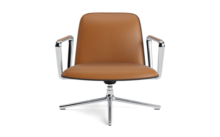 Pad Lounge Chair Low Swivel Tilt - Normann Copenhagen Lounge Chairs - Pad Lounge Chair Low Swivel Black & Alu Tilt - Ultra Leather - 41574 Cognac - HORNE
