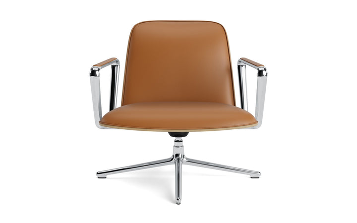 Pad Lounge Chair Low Swivel Tilt - Normann Copenhagen Lounge Chairs - Pad Lounge Chair Low Swivel Oak & Alu Tilt - Ultra Leather - 41574 Cognac - HORNE