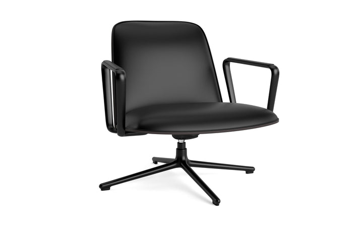 Pad Lounge Chair Low Swivel Tilt - Normann Copenhagen Lounge Chairs - Pad Lounge Chair Low Swivel Black & Black Alu Tilt - Ultra Leather - 41599 Black - HORNE